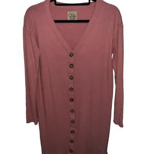 Chaser Love RPET  Button Down Cardigan Dress in Peach Size Small NWT
